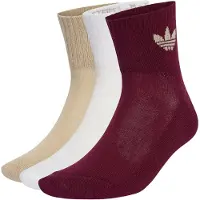 Adidas Meias 'Mid Crew 3 Pairs' areia / bordeaux / branco