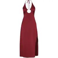 Faina Vestido de festa vermelho vinho / branco