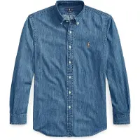 Ralph Lauren Camisa azul ganga / castanho claro / branco
