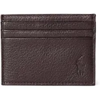 Ralph Lauren unisex. 405913722001 Porta-cartões em pele granulada castanha (OSFA), Marrom, Casual, Clássico