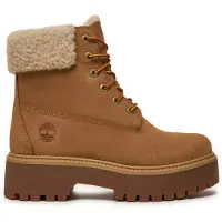 Timberland para mulher. TB0A2PU67541 Stone Street Botins em pele à prova de água castanhos (37.5 W), Couro, Marrom, Plano, Cordão, Casual, S