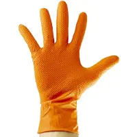 JBM Luvas De Nitrilo Descartáveis Laranja Textura Diamante 7.0mil 100 Unidades
