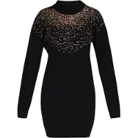 Faina Vestido de malha ouro / preto