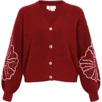 IZIA Casaco de malha vermelho escuro