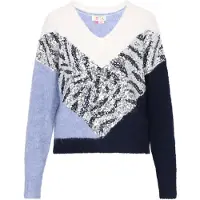 IZIA Pullover ecru / azul claro / preto