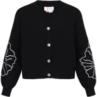 IZIA Casaco de malha preto / branco