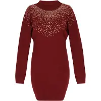 Faina Vestido de malha vermelho
