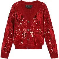 Faina Casaco de malha turquesa / vermelho