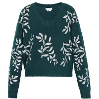 Usha Pullover verde escuro / branco