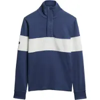 Superdry para homem. M2014171A Camisola de râguebi clássica com gola de padeiro azul (XL), Casual, Algodão