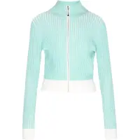 Mymo Casaco de malha 'Young Fashion' turquesa / branco