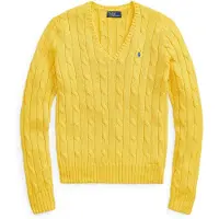 Ralph Lauren para mulher. 211971870009 Camisola de algodão em malha de oitos amarelos (L), Casual, Clássico