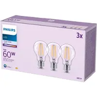 Philips Lampada LED E27 7W 850lm 4.000K transparente 3pcs