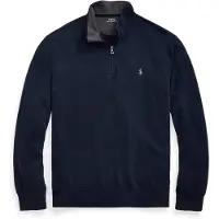 Ralph Lauren para homem. 710812963003 Pulôver com fecho de correr Navy (XL), Casual, Algodão, Manga comprida, Marinho