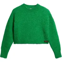 Superdry para mulher. W6110527A Camisola curta de malha com textura vintage verde (M), Casual, Acrílico