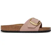 Birkenstock para mulher. 1027056 Sandálias de Couro Madrid Big Buckle (Ajuste Estreito) rosa (37), Plano, Nenhum, Casual