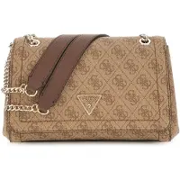 GUESS Mala de ombro 'Noelle II' brocado / castanho claro