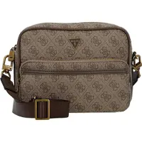 GUESS Mala de ombro 'MILANO CROSSBODY DOUBLE ZIP' bege / castanho