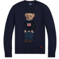 Ralph Lauren para mulher. 211927070001 Camisola de algodão e linho com camisola pólo Bear azul-marinho (M), Casual