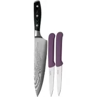 Eden kitchen knives Eden Classic Damast faca de chef e facas para legumes, 9 cm, conjunto de 2