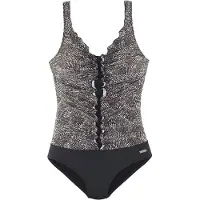 LASCANA Fato de banho modelador 'Powder' brocado / preto / branco