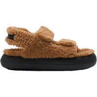 Moon Boot para mulher. 80D2420020 Sandálias castanhas em pele de carneiro (41), Couro, Marrom, Plano, 1 a 3cm, Velcro, Casual