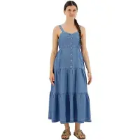 Pepe Jeans para mulher. PL953483 Vestido Edith azul (S), Casual, Sem mangas / correias, Lyocell, Sustentável