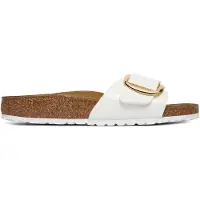 Birkenstock para mulher. 1019814 Sandálias Madrid Big Buckle Birko-Flor (Ajuste Estreito) branco (36), Plano, Nenhum, Casual, Charão