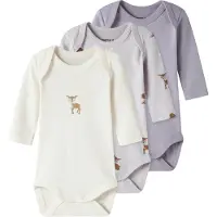 Name it Body De Manga Comprida Body Lilac Marble Deer 3 Unidades