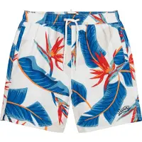Superdry para homem. M3010232A Fato de banho com estampado havaiano reciclado branco (L), Beachwear, Polister Reciclado, Sustentável