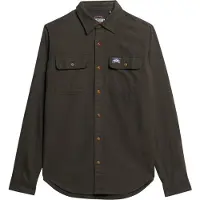 Superdry para homem. M4010723A Camisa de trabalho de flanela verde (S), Casual, Manga comprida, Algodão orgânico, Sustentável