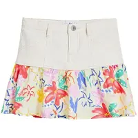 Desigual , Mini saia combinada flores, AlgodÃO, Branco, 9/10