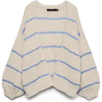 Vero Moda Casaco de malha 'VMMaybe' azul claro / branco lã