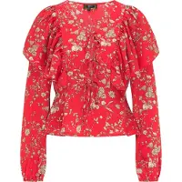 Faina Blusa bege / castanho / vermelho / preto