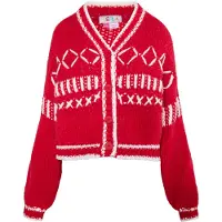 IZIA Casaco de malha 'Eyota' vermelho / branco