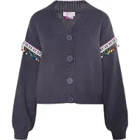 IZIA Casaco de malha azul / cinzento basalto / verde / vermelho