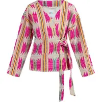 IZIA Casaco de malha bege claro / turquesa / amarelo escuro / magenta