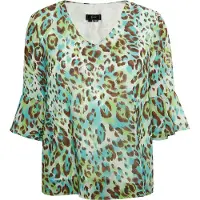 Faina Blusa turquesa / castanho / verde / branco