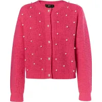 Faina Casaco de malha rosa / branco pérola
