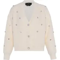 Faina Casaco de malha transparente / branco lã