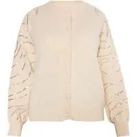 Usha Casaco de malha creme / ouro / prata