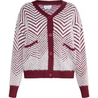 Usha Casaco de malha 'Pryam' vermelho cereja / branco