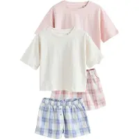 Next Pijama azul pombo / cor-de-rosa / rosa escurecido / branco