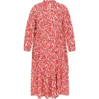 SANIKA Vestido bege / navy / vermelho