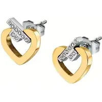 Trussardi Orecchini Bicolore Con Zirconi T-Logo Tjaxc49 — Orecchini