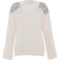 Faina Pullover prata / branco lã