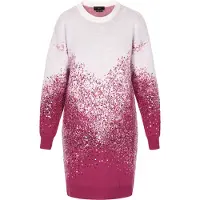 Faina Vestido de malha magenta / prata / branco lã
