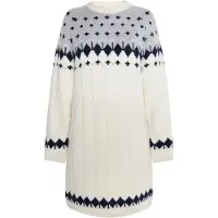 Usha Vestido de malha azul / cinzento claro / branco