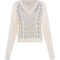 Faina Pullover azul escuro / prata / transparente / branco lã