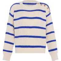Faina Pullover azul / branco lã